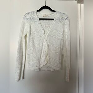 Sezane White Crochet Button-Front Women’s Cardigan